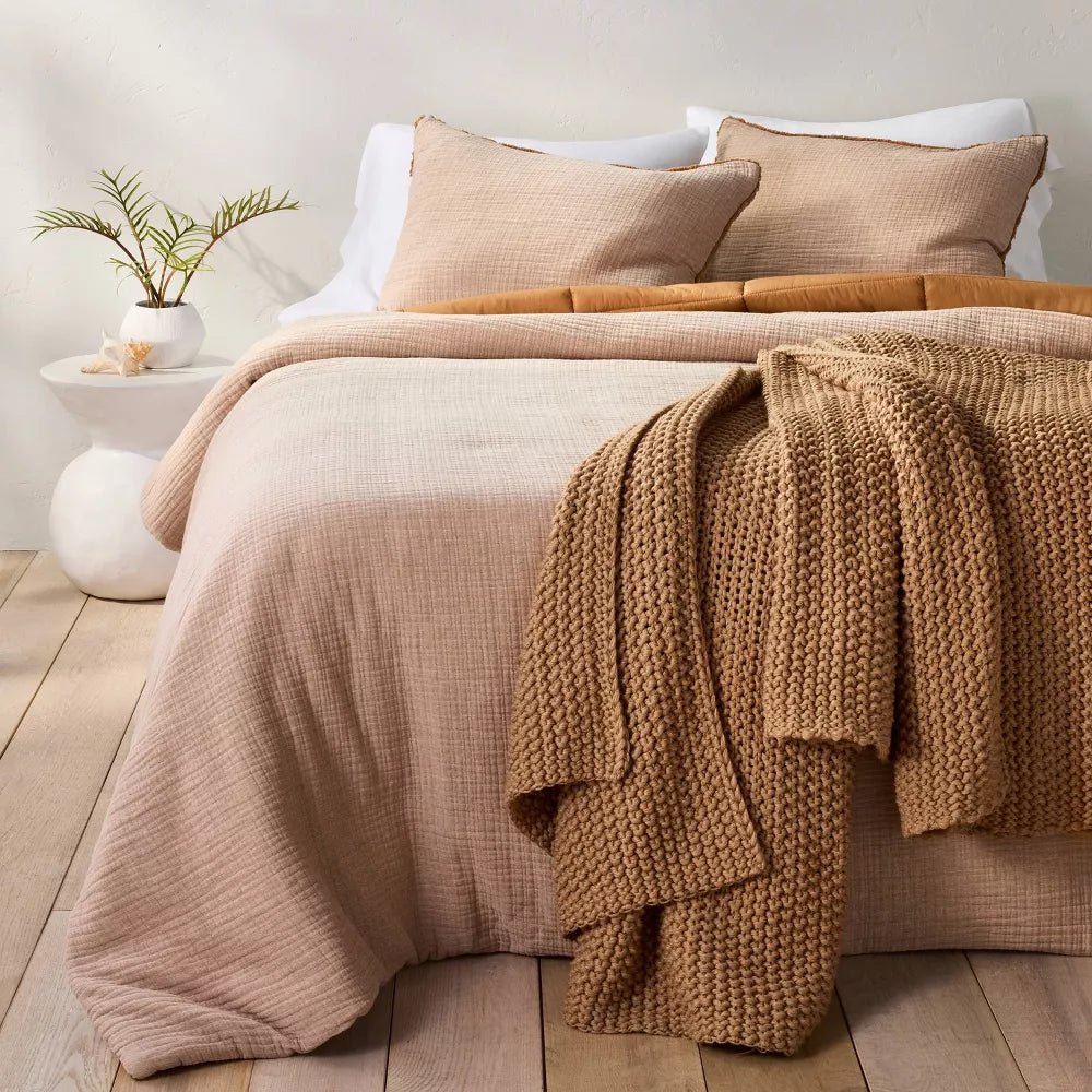 Chunky Knit Bed Blanket - From Where - 