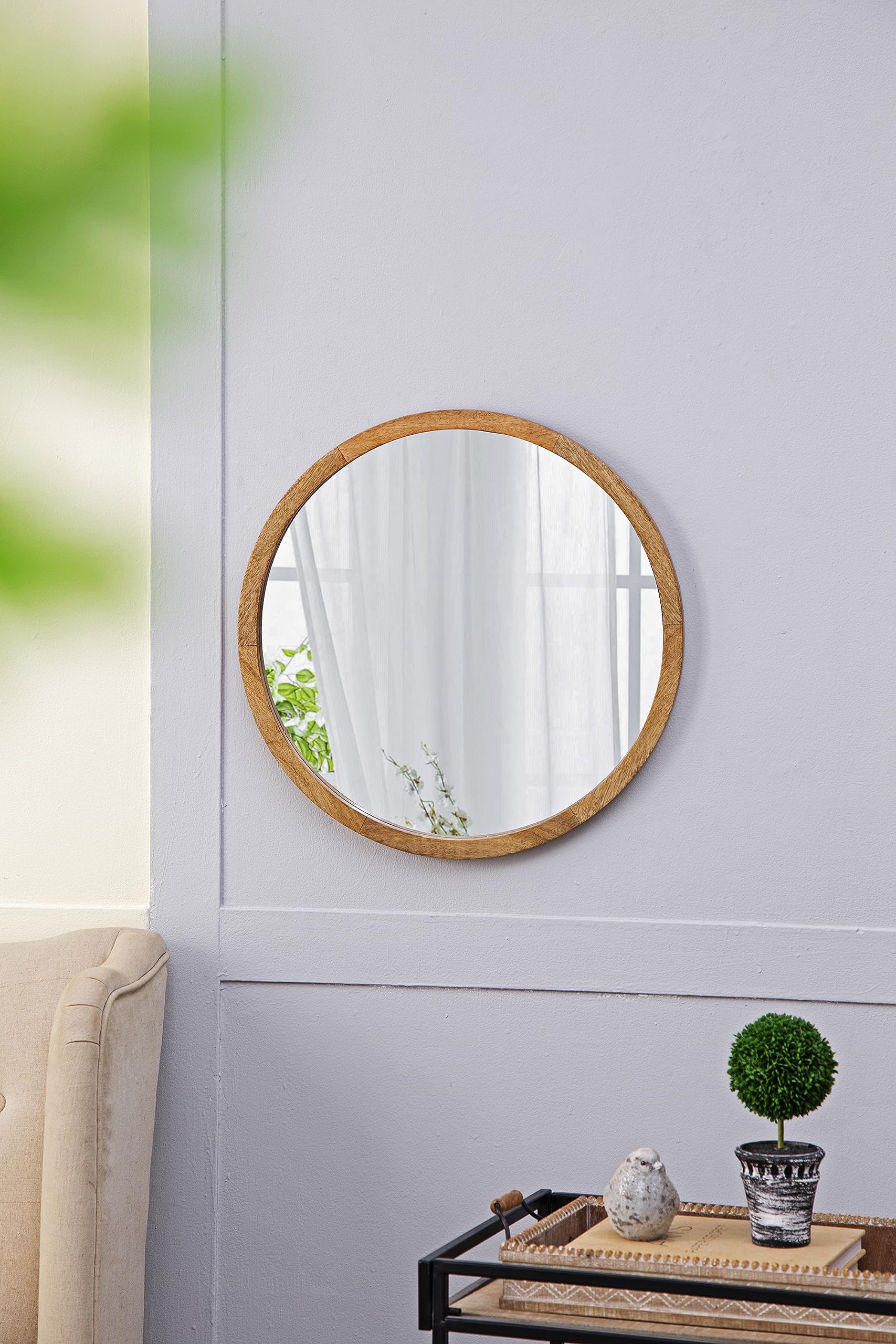 Circle Wall Mirror with Wooden Frame - From Where - 