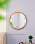 Circle Wall Mirror with Wooden Frame - From Where - 