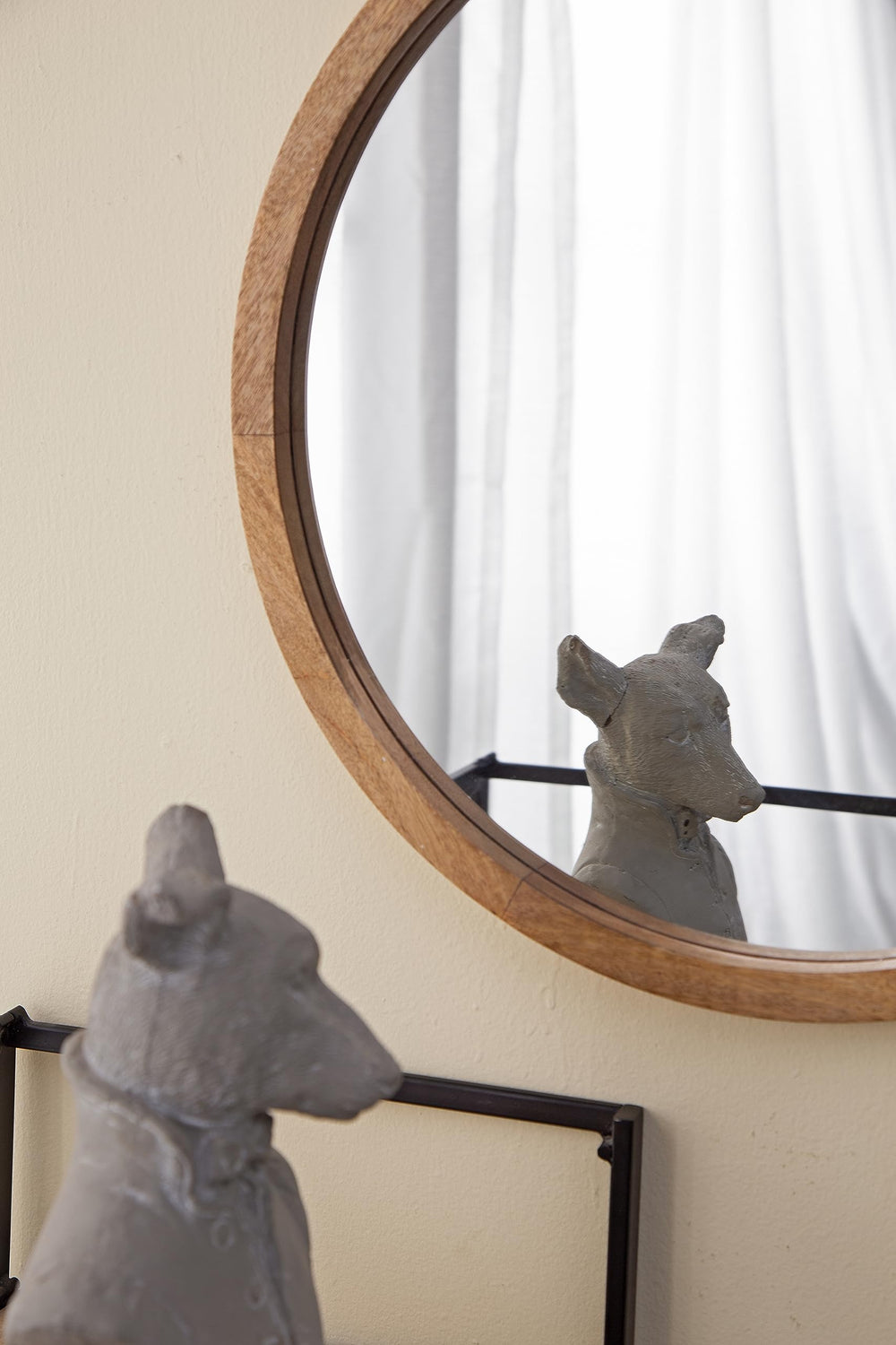 Circle Wall Mirror with Wooden Frame - From Where - 