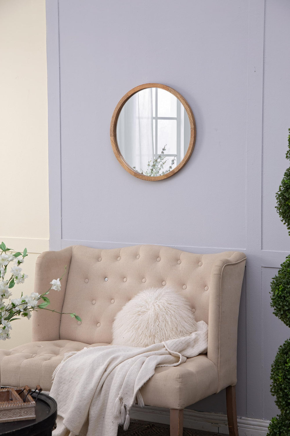 Circle Wall Mirror with Wooden Frame - From Where - 