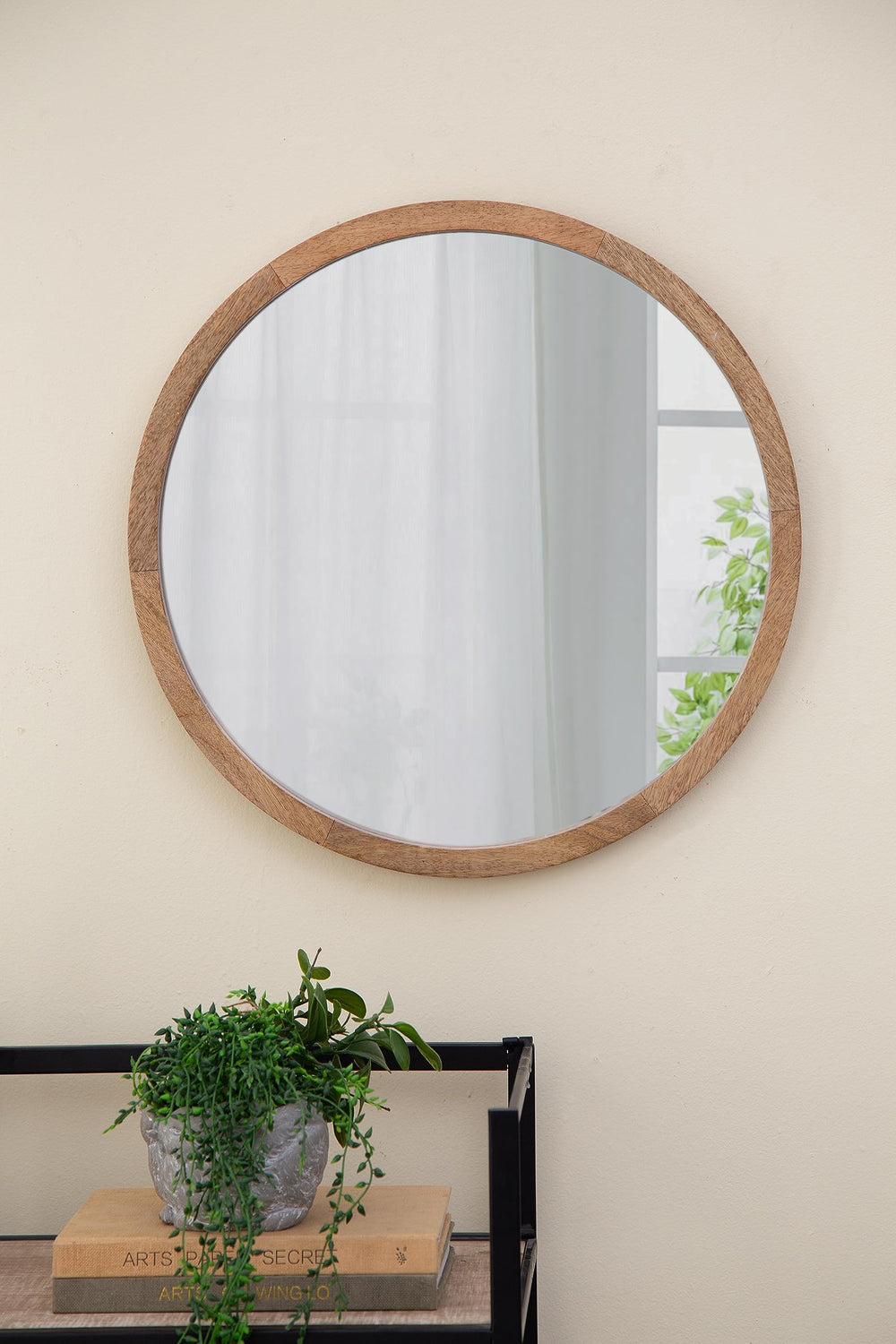 Circle Wall Mirror with Wooden Frame - From Where - 