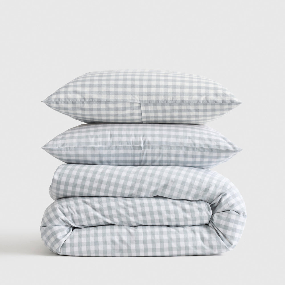 Classic Organic Percale Gingham Duvet Cover Set - From Where Finds - 