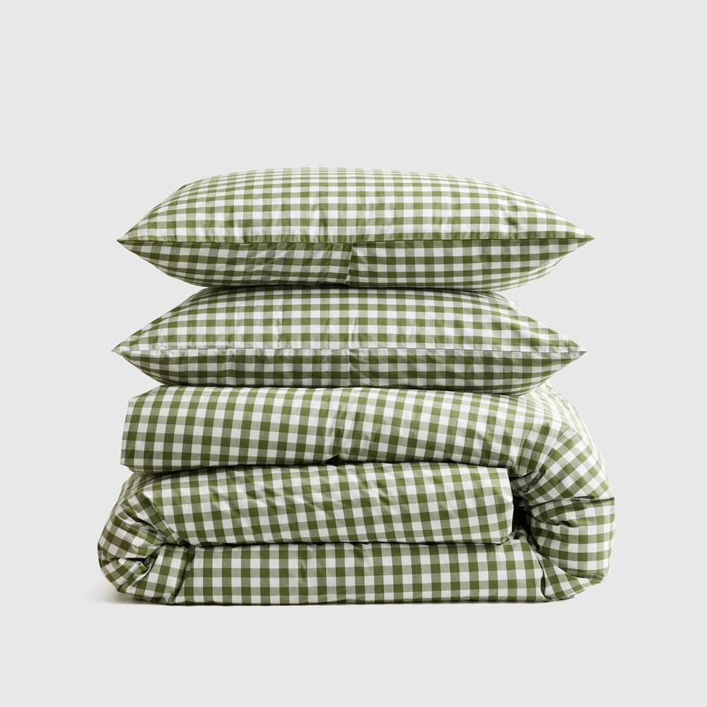 Classic Organic Percale Gingham Duvet Cover Set - From Where Finds - 