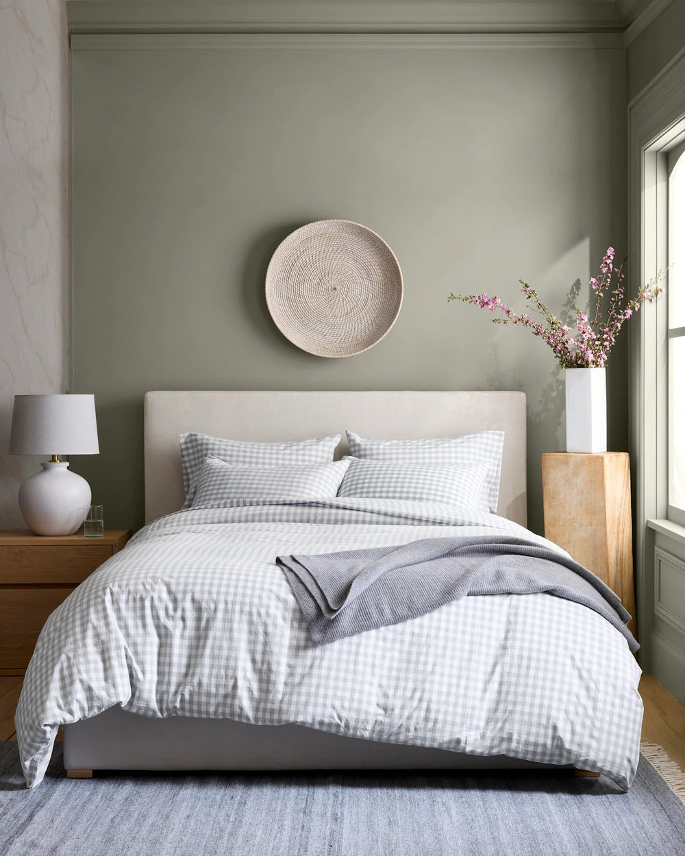 Classic Organic Percale Gingham Duvet Cover Set - From Where Finds -