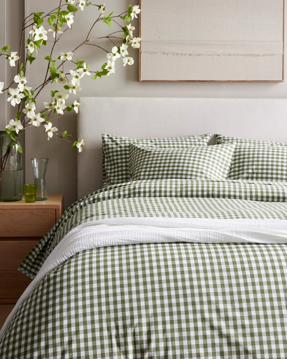 Classic Organic Percale Gingham Duvet Cover Set - From Where Finds -