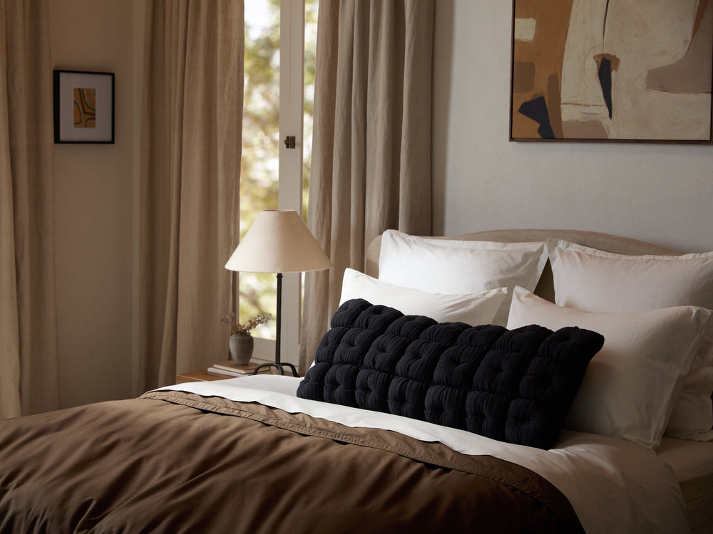 Cloud Linen Puff Lumbar Pillow Cover - From Where -