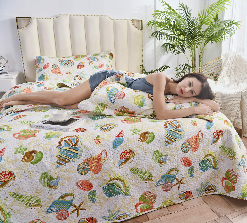 Coastal Starfish Queen Quilt Set - From Where Finds - 