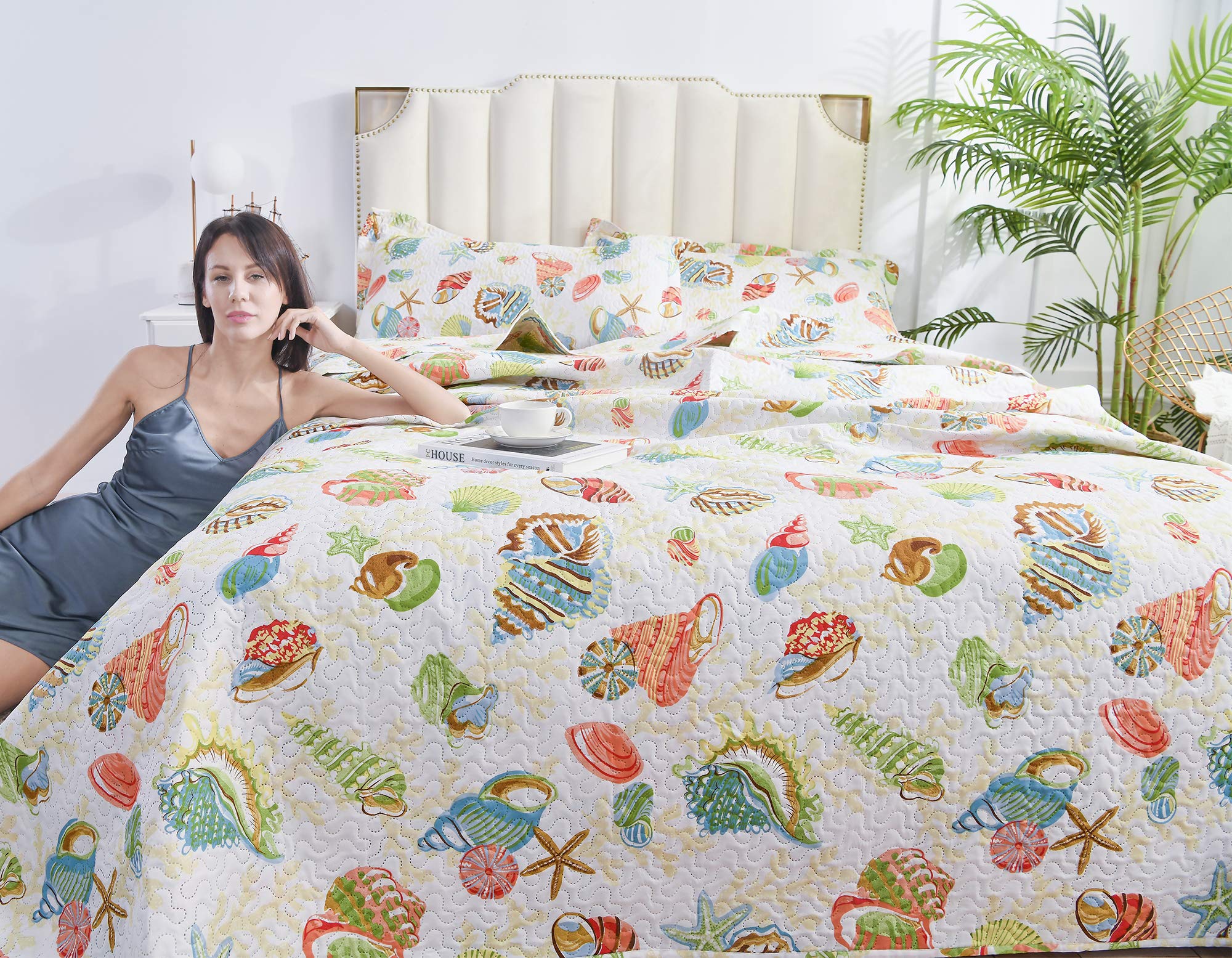Coastal Starfish Queen Quilt Set - From Where Finds - 