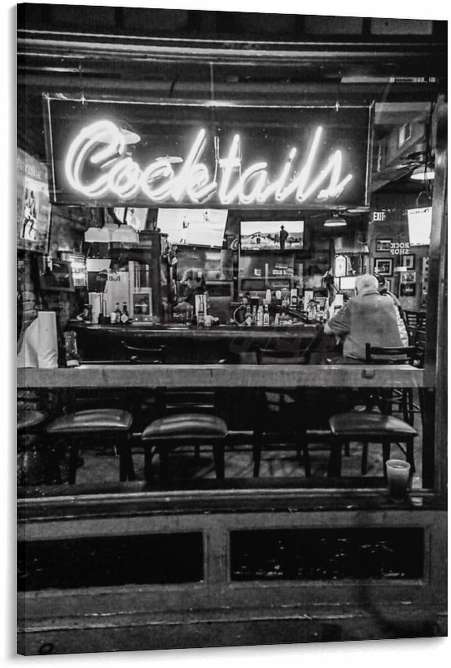 Cocktails in Neon Canvas Poster - From Where - 