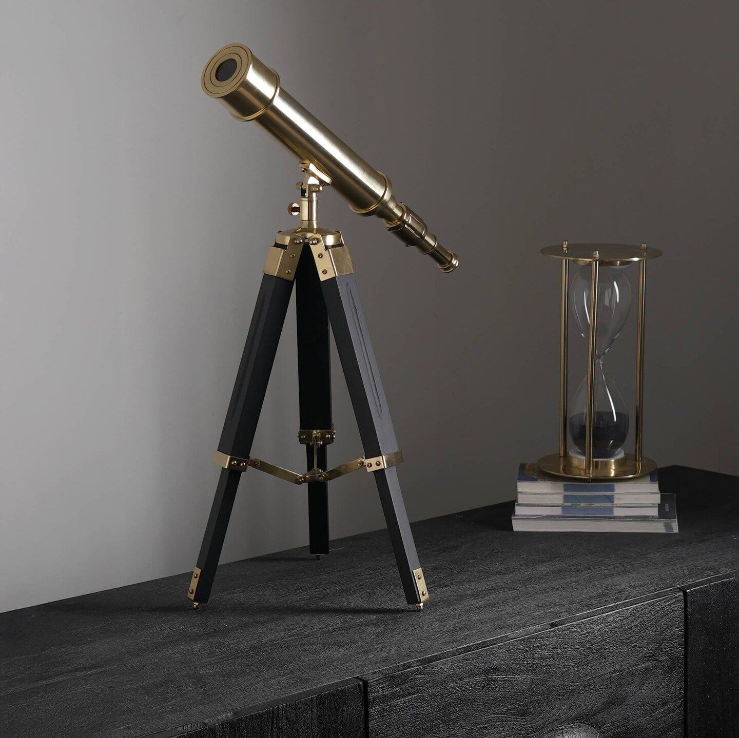 Collapsible Brass Telescope on Tripod Stand - 18" - From Where - 