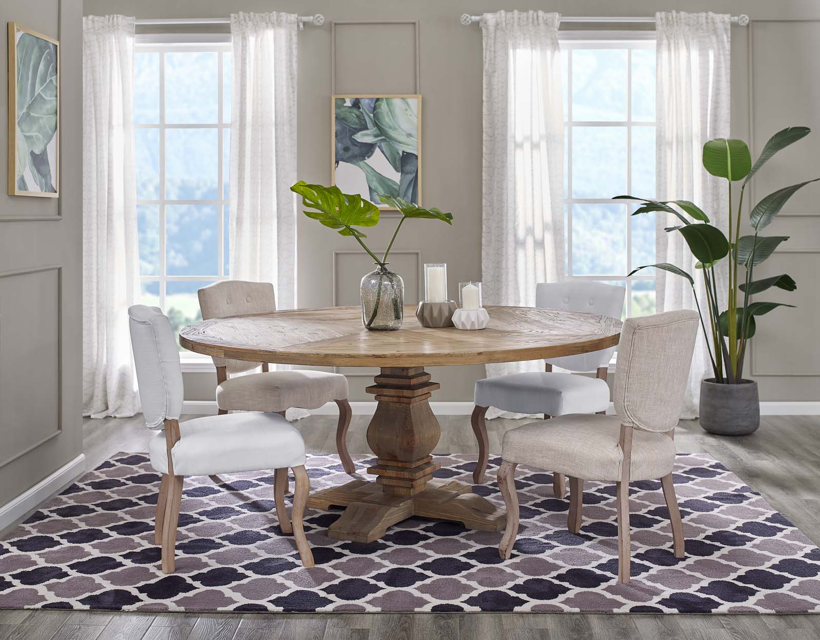 Column 71" Round Pine Wood Dining Table - From Where Finds - 