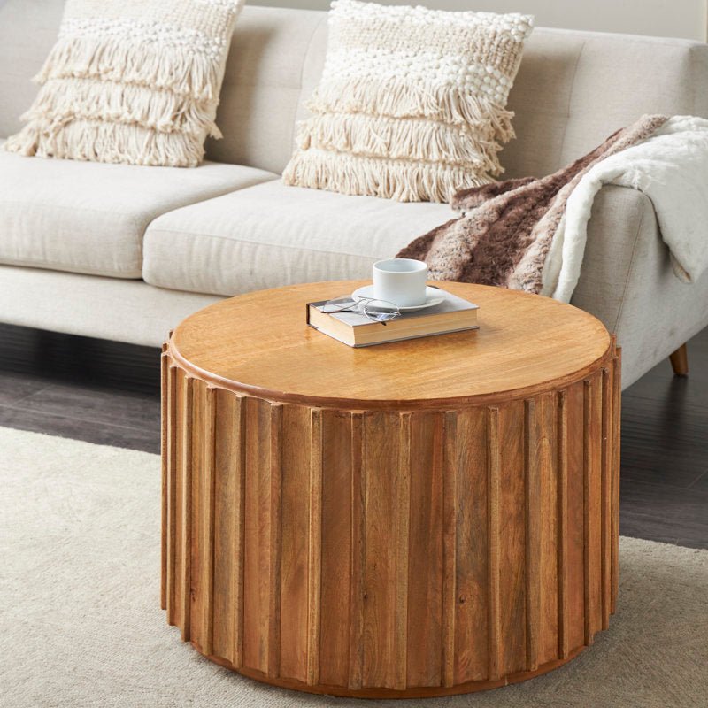 Concaved Accent Table with Ridges - From Where - 