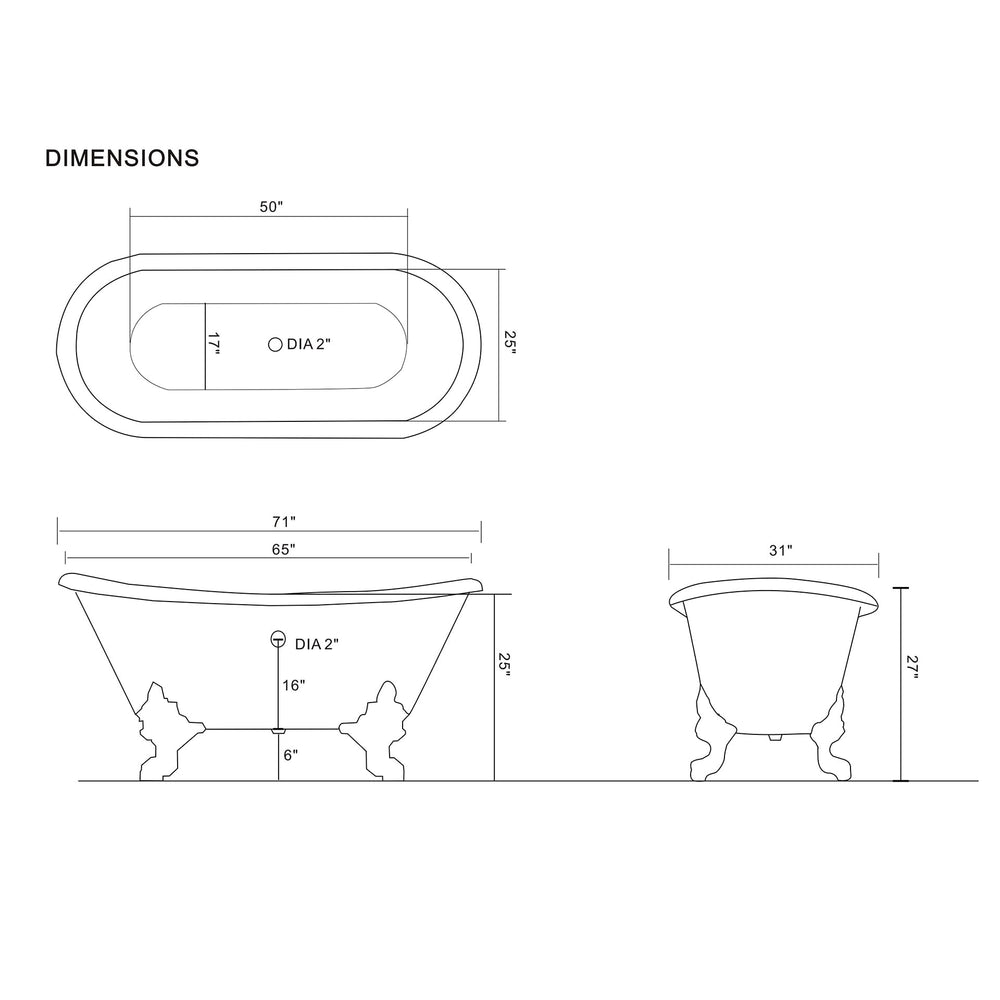 Copper Tailor 71" Cast Iron Bathtub - From Where - 