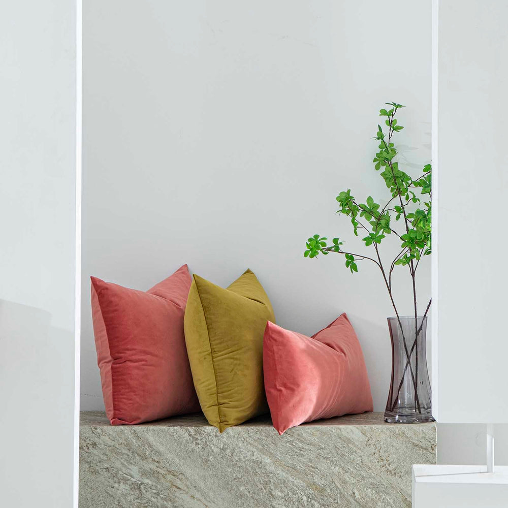 Coral Decorative Lumbar Velvet Throw Pillow Covers - From Where - 