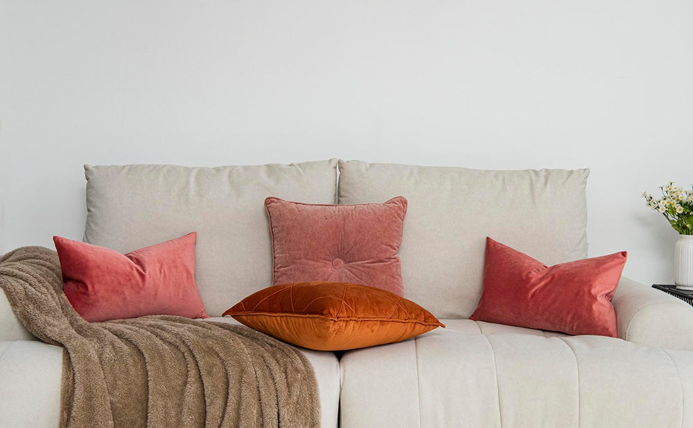 Coral Decorative Lumbar Velvet Throw Pillow Covers - From Where - 