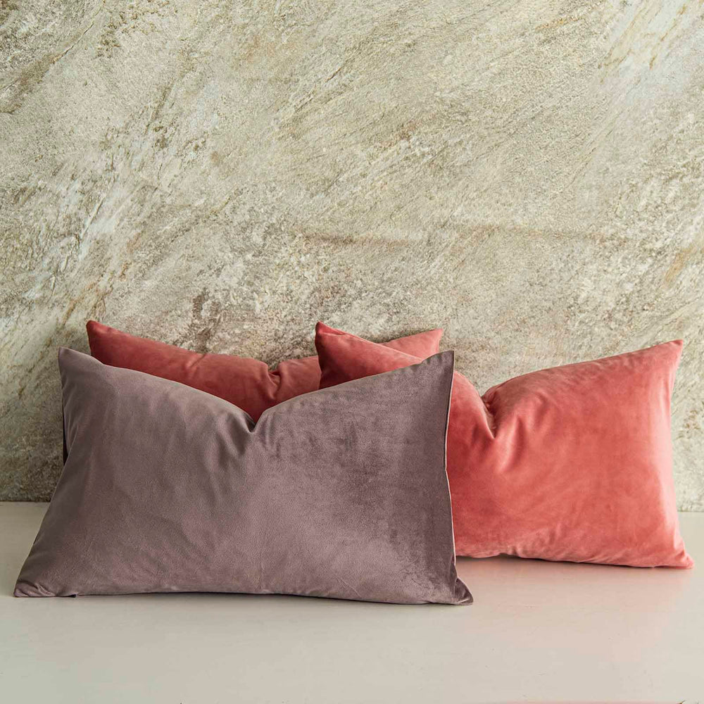 Coral Decorative Lumbar Velvet Throw Pillow Covers - From Where - 