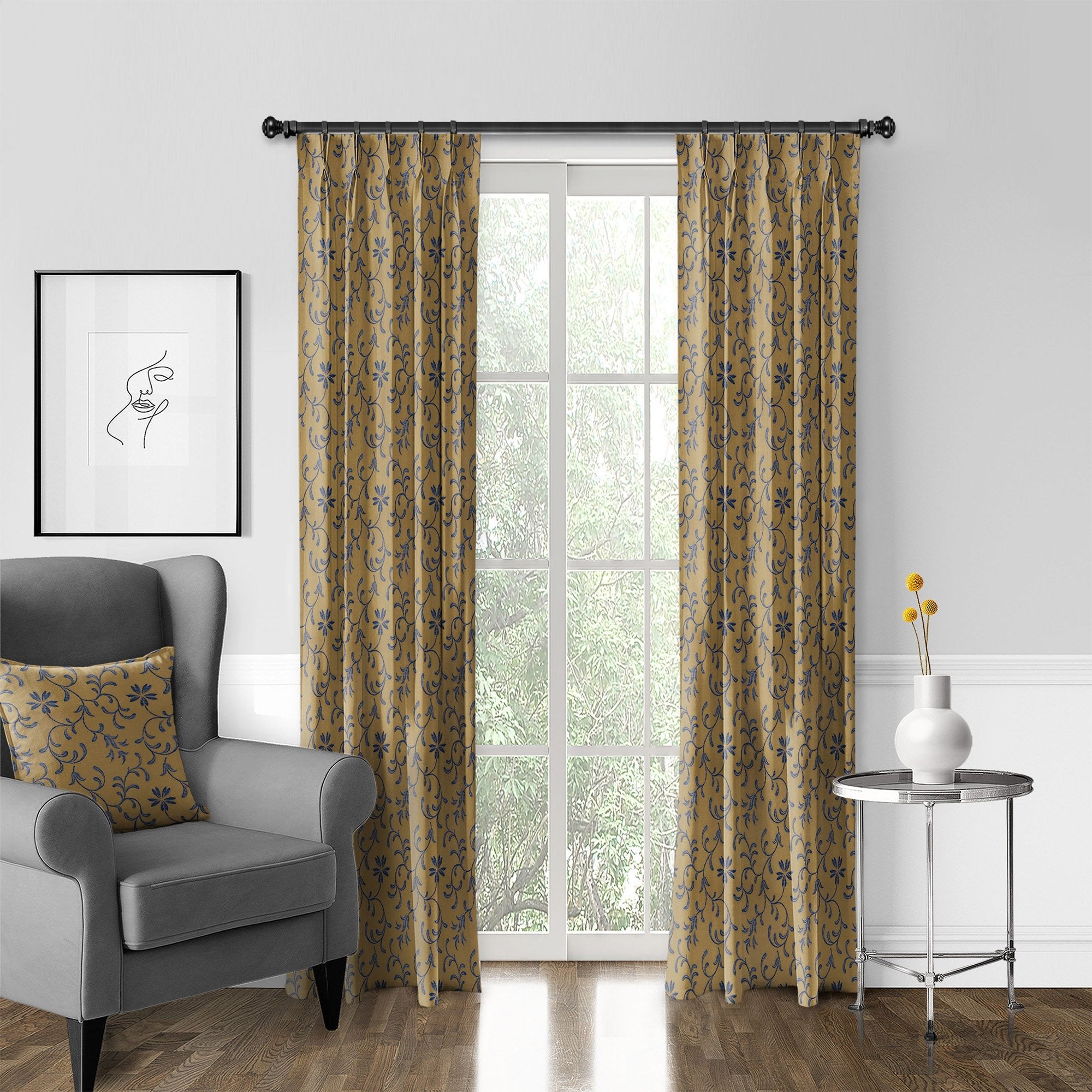 Cotton Blend Pinch Pleat Curtain - From Where - 