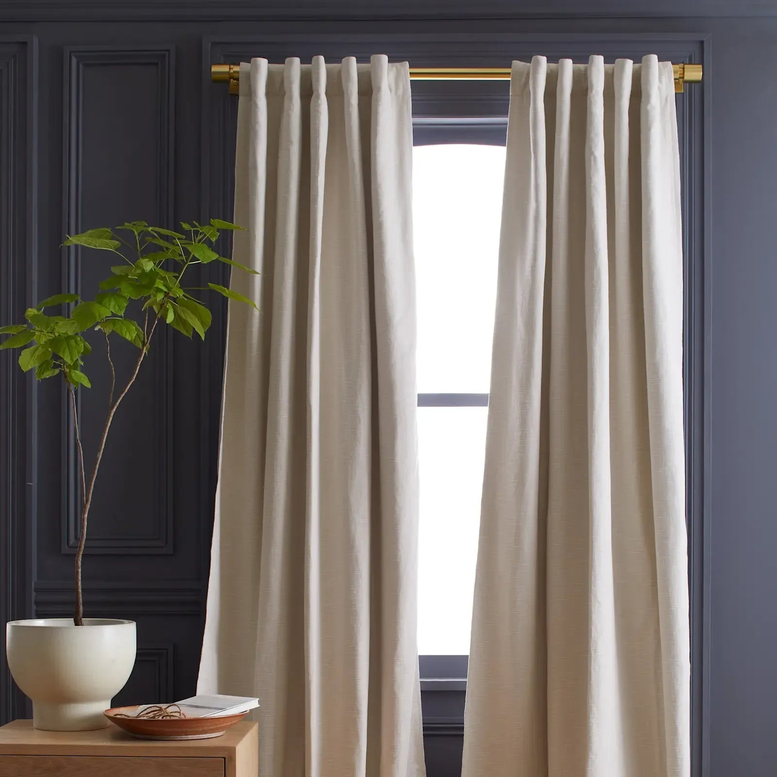 Cotton Slub Room Darkening Curtain - From Where Finds - 