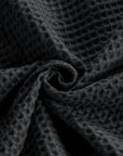 Cotton Waffle Weave Black Twin Blanket - From Where - 