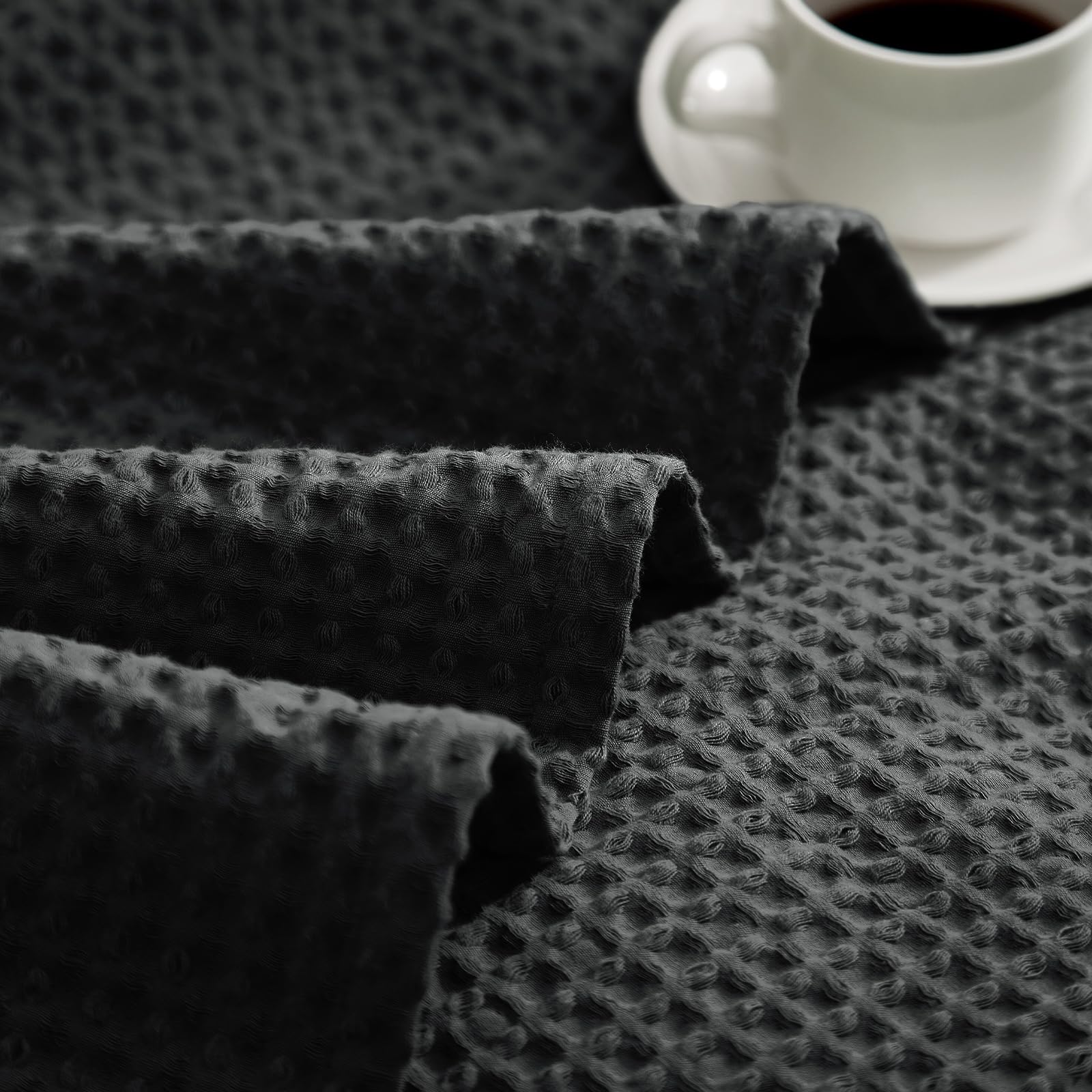 Cotton Waffle Weave Black Twin Blanket - From Where - 
