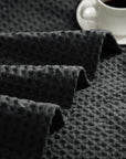 Cotton Waffle Weave Black Twin Blanket - From Where - 