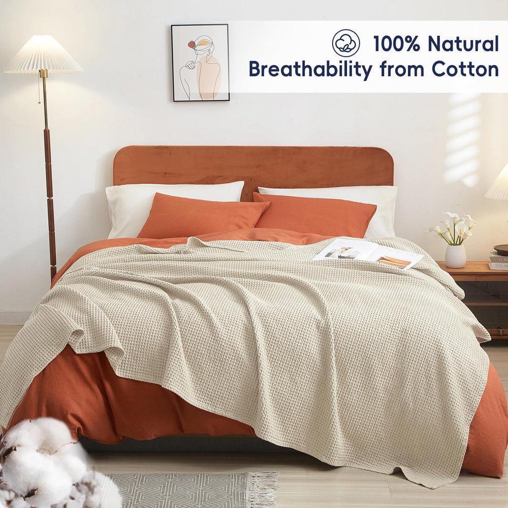 Cotton Waffle Weave Blanket King - From Where - 