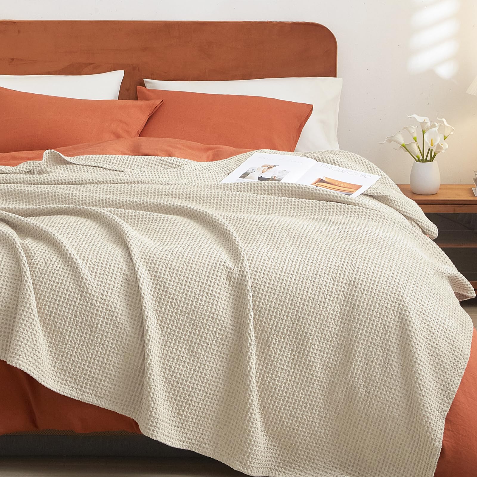Cotton Waffle Weave Blanket King - From Where - 