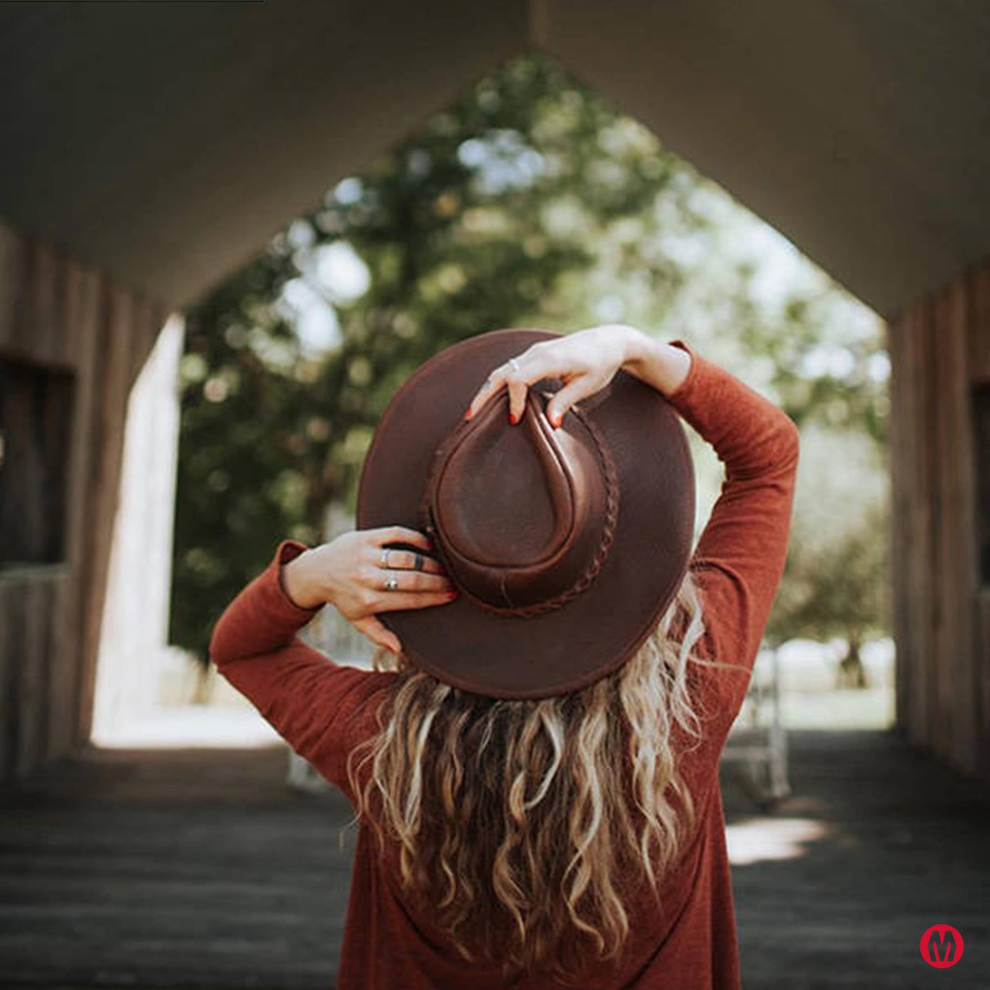 Cowboy Hat with Distressed Ruff Leather - From Where - 