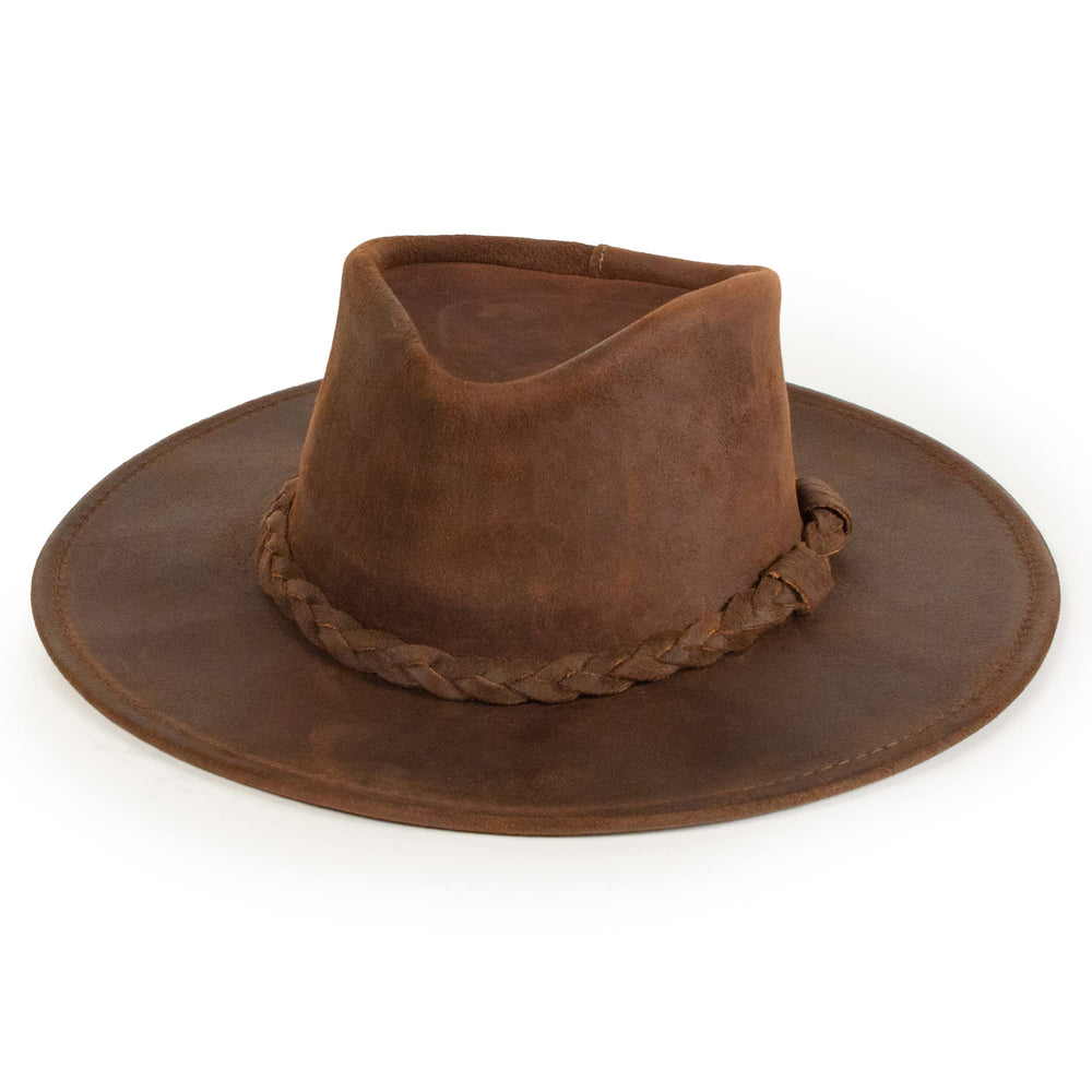 Cowboy Hat with Distressed Ruff Leather - From Where - 