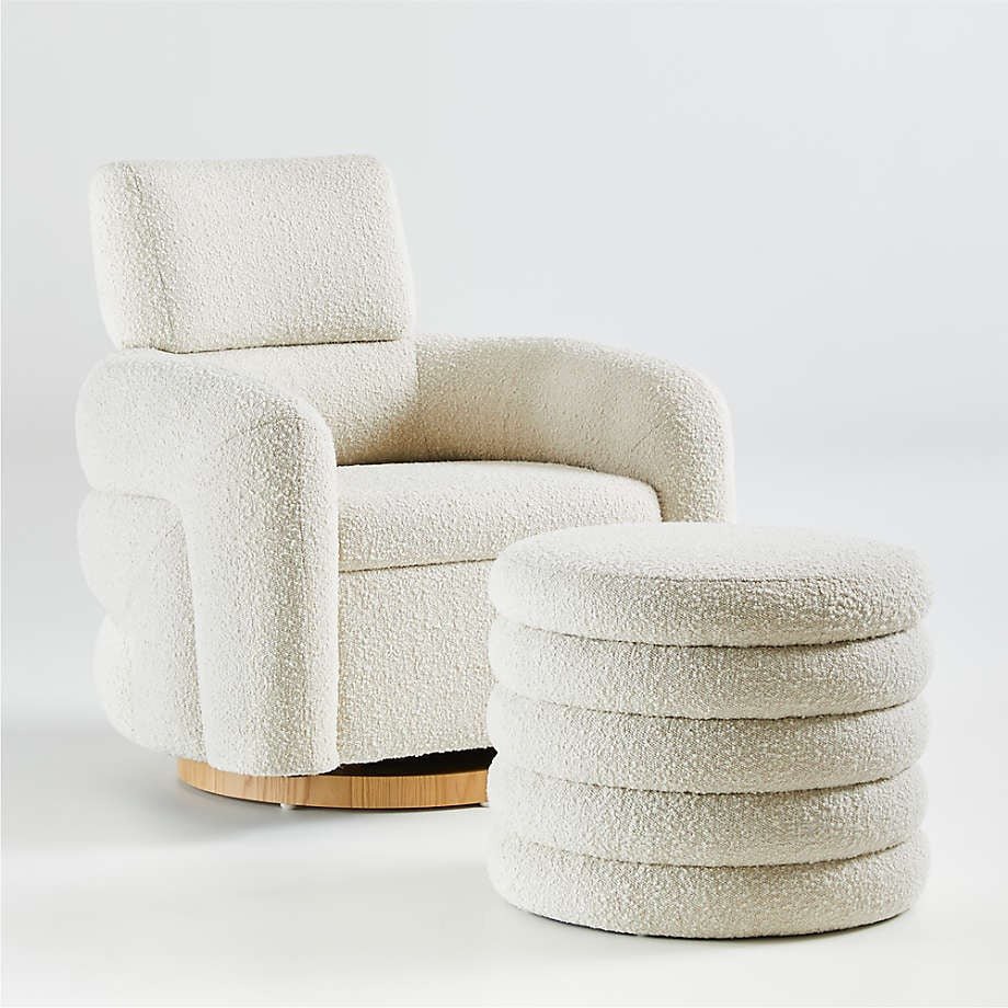 Cream Boucle Swivel Chair - From Where - 