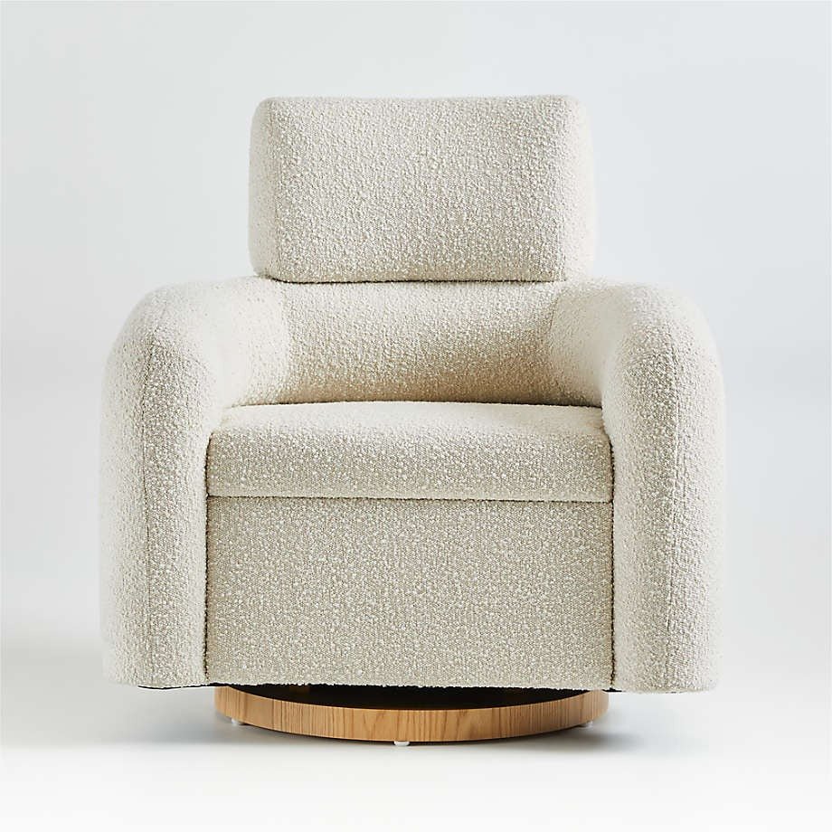Cream Boucle Swivel Chair - From Where - 