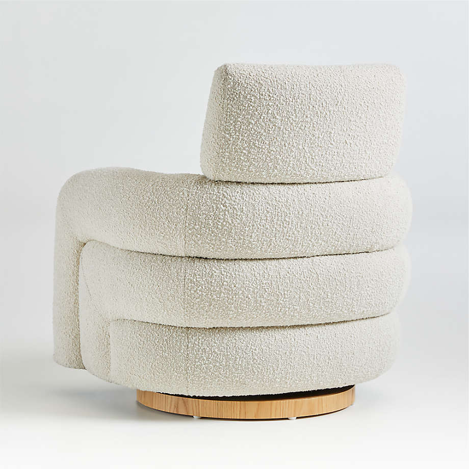 Cream Boucle Swivel Chair - From Where - 
