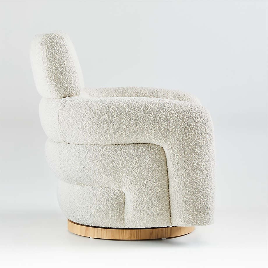 Cream Boucle Swivel Chair - From Where - 
