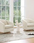 Cream Sherpa Barrel Swivel Accent Chair - From Where Finds -