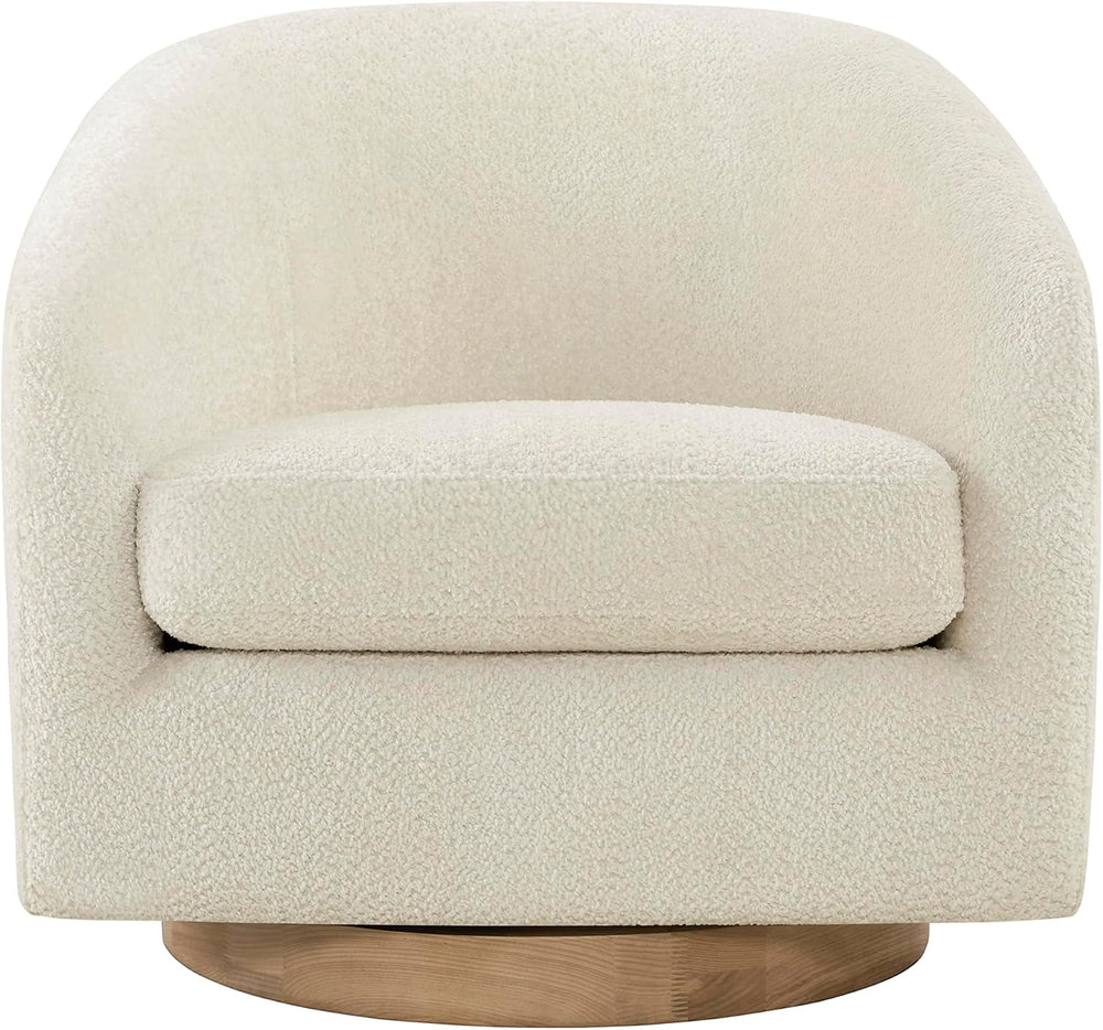 Cream Sherpa Barrel Swivel Accent Chair - From Where Finds -