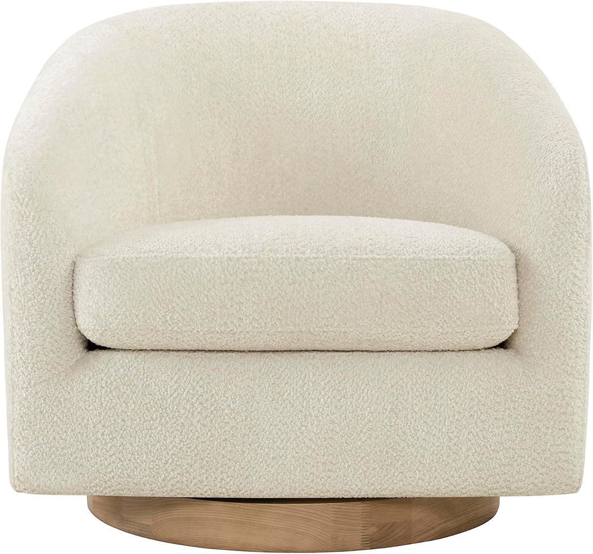 Cream Sherpa Barrel Swivel Accent Chair - From Where Finds -