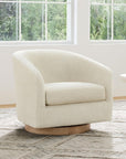 Cream Sherpa Barrel Swivel Accent Chair - From Where Finds -