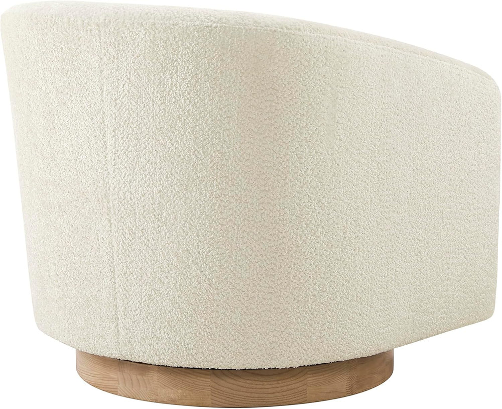 Cream Sherpa Barrel Swivel Accent Chair - From Where Finds -
