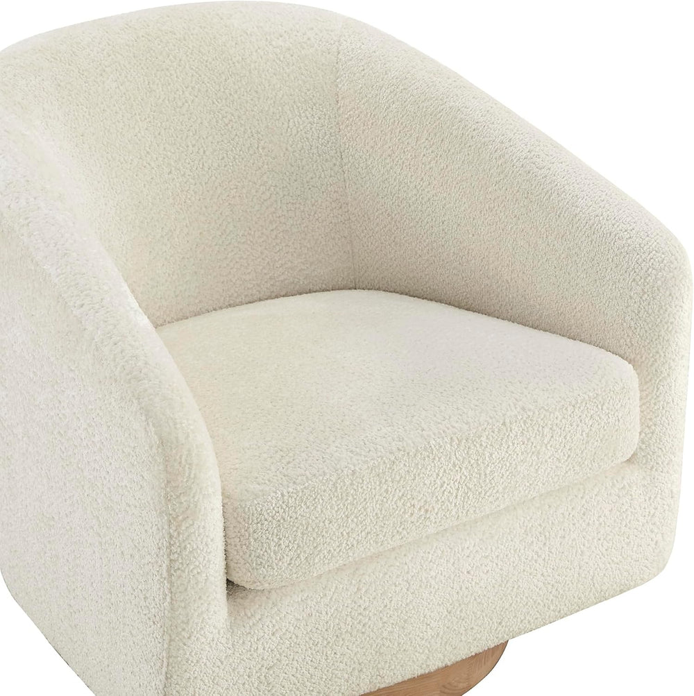 Cream Sherpa Barrel Swivel Accent Chair - From Where Finds -
