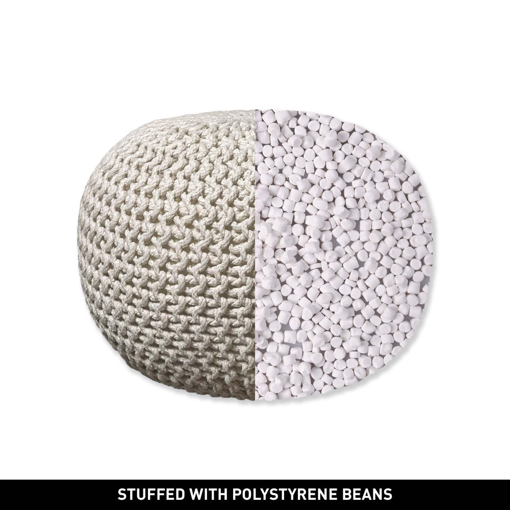 Crochet Ivory Pouf - From Where - 