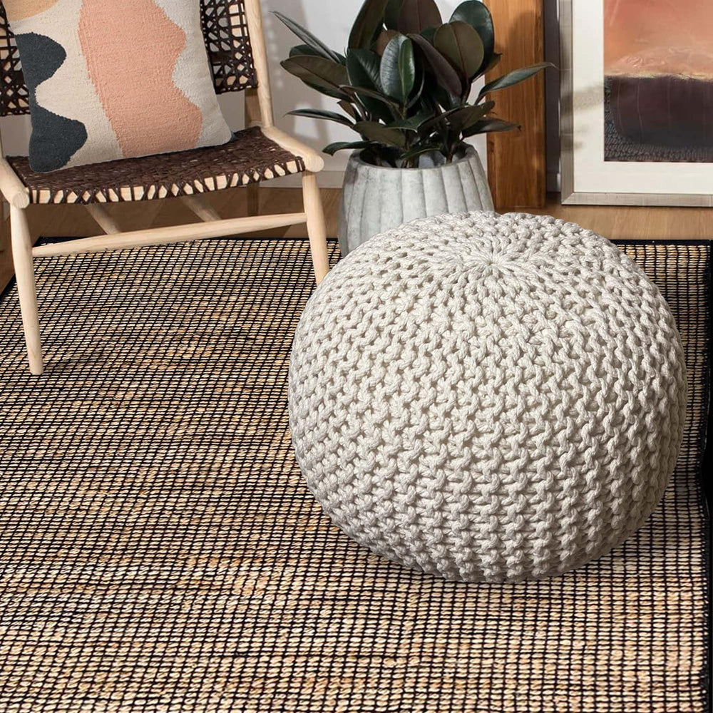 Crochet Ivory Pouf - From Where - 