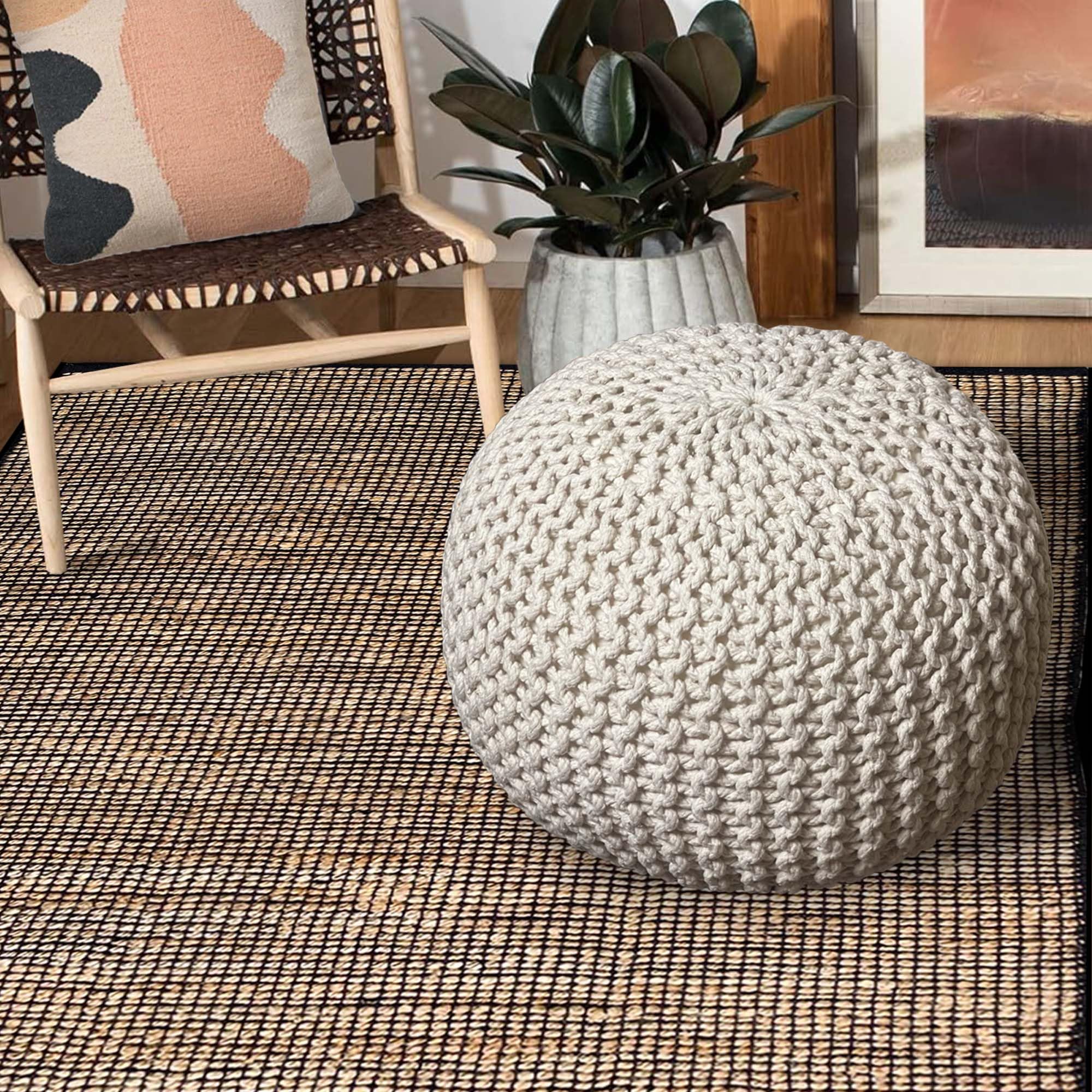 Crochet Ivory Pouf - From Where - 
