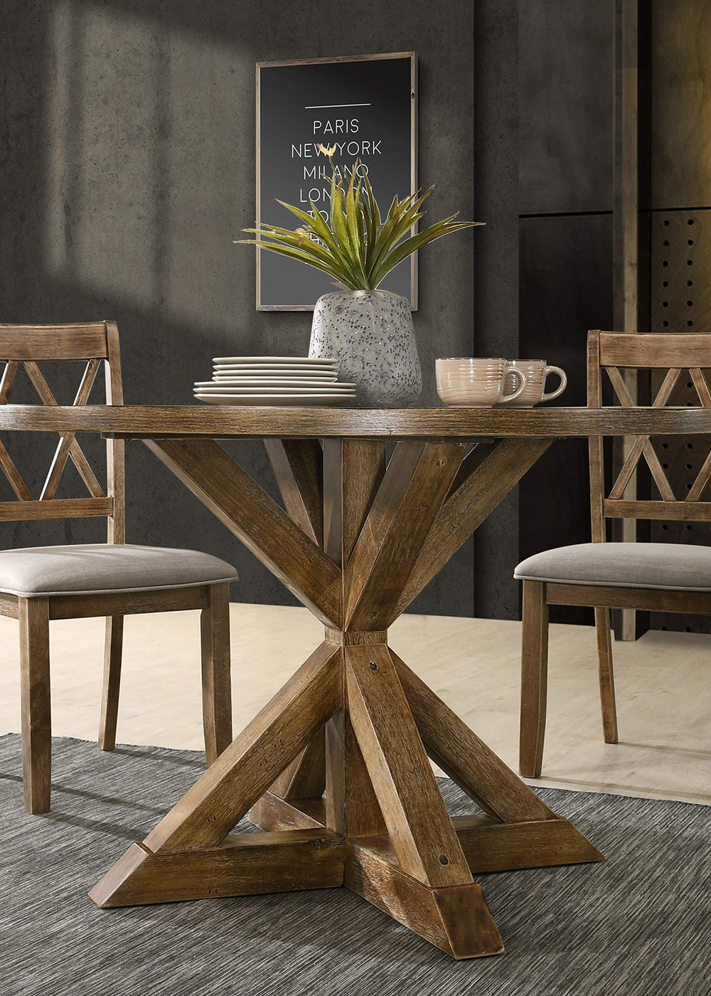 Cross - Buck Base Dining Table - From Where - 