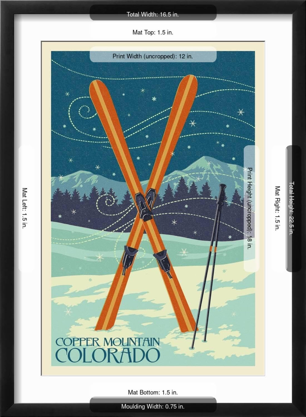 Crossed Skis on Black Frame Wall Art - From Where - 