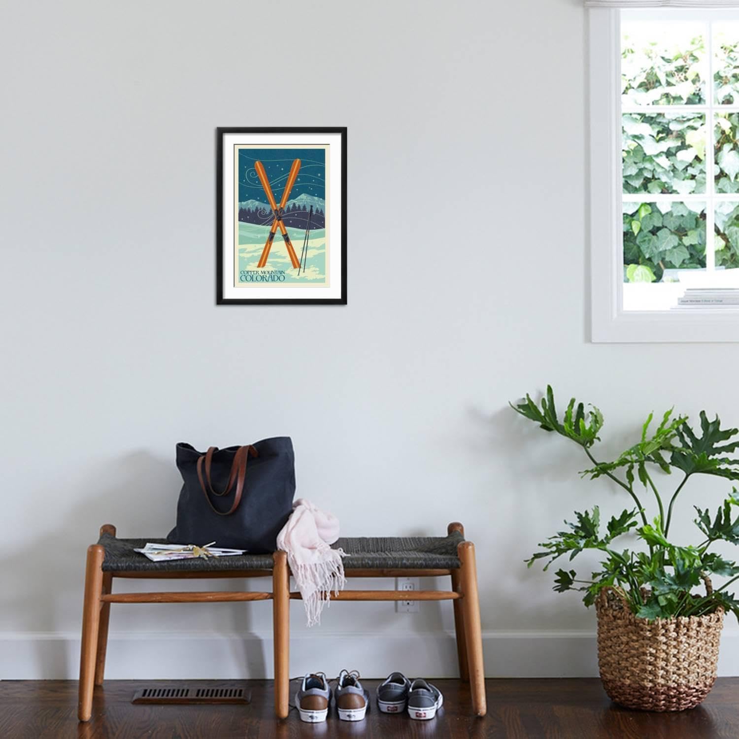 Crossed Skis on Black Frame Wall Art - From Where - 
