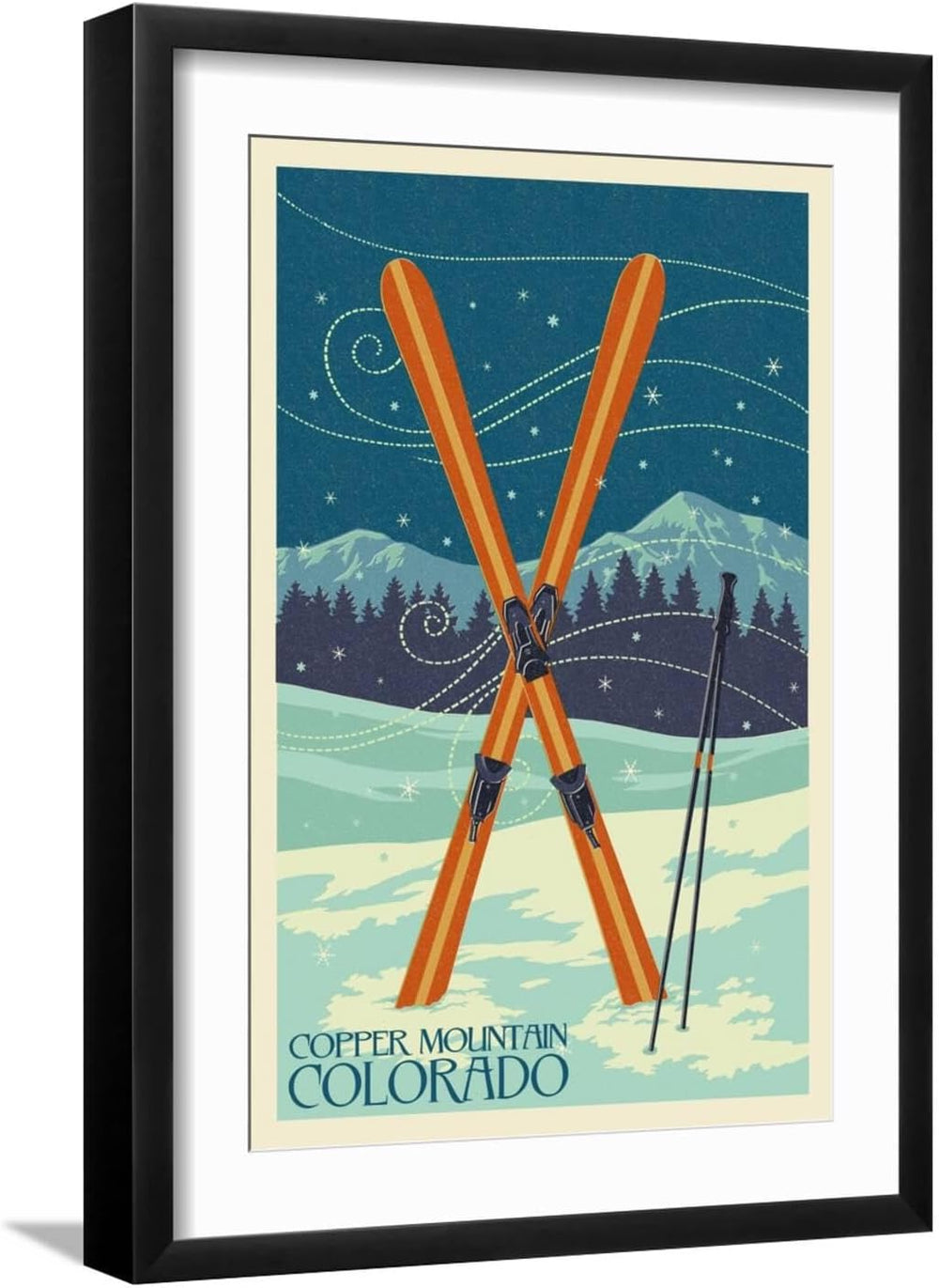 Crossed Skis on Black Frame Wall Art - From Where - 