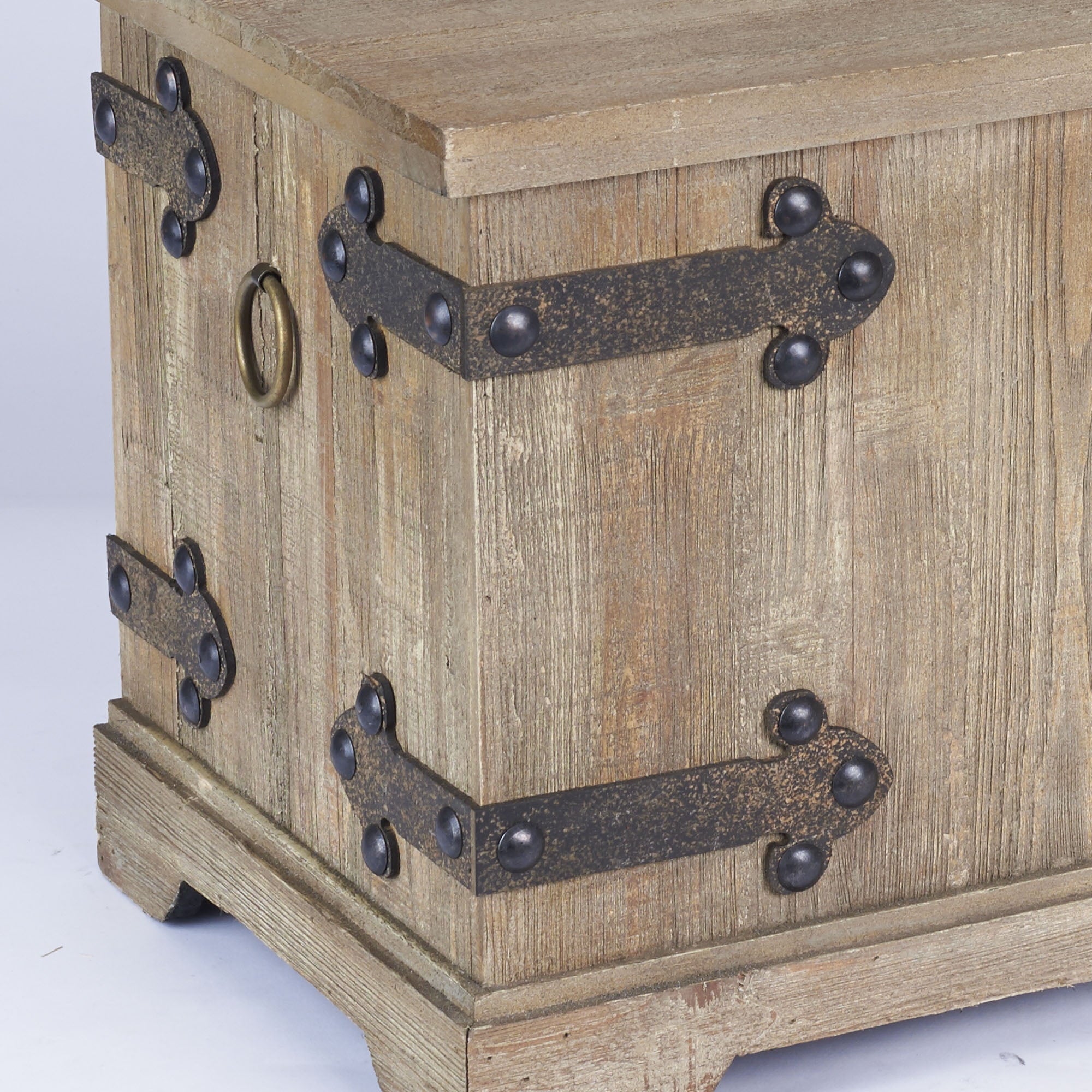 Household Essentials Victorian Storage Trunk with Metal Hinge Accents, Small