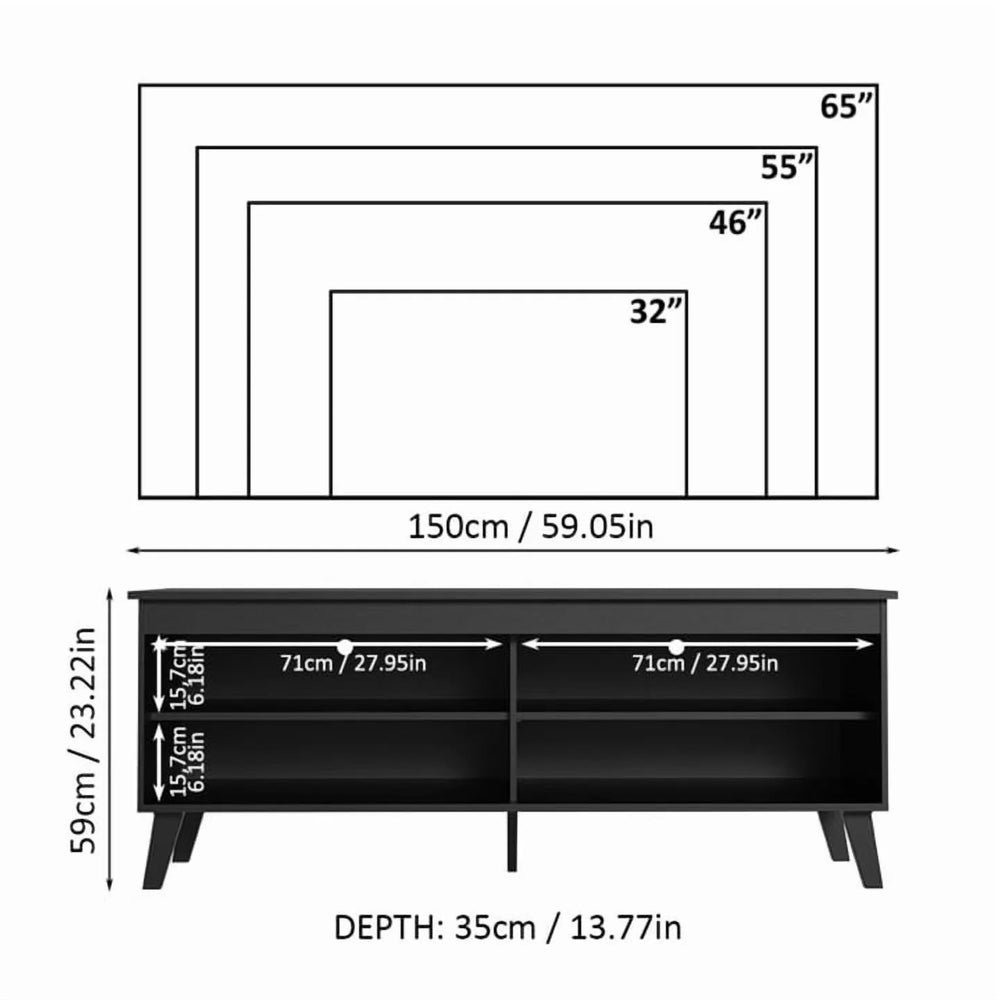 TV Stand Unit with 4 Shelves