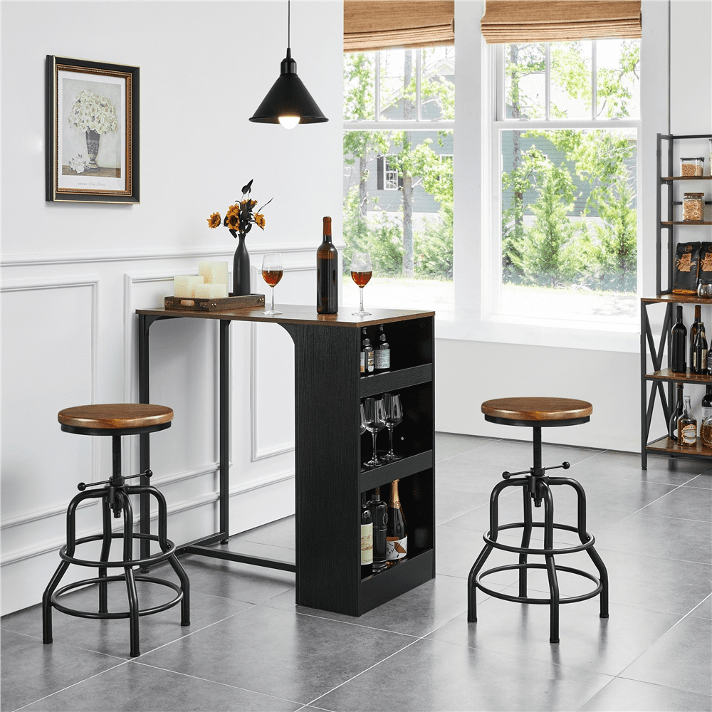 Alden Design 2pcs Vintage Metal Industrial Bar Stool Counter Height for Kitchen Bar, Brown
